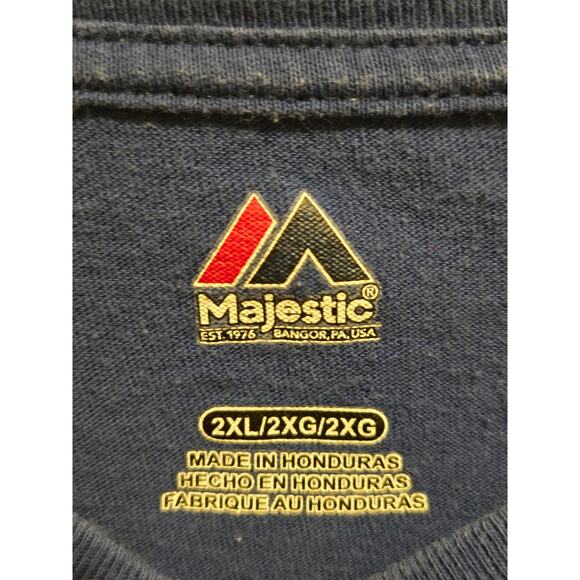 Majestic T-Shirt Mens 2XL Buffalo Bills Long Sleeve Navy Team Logo Crewneck - Picture 4 of 4